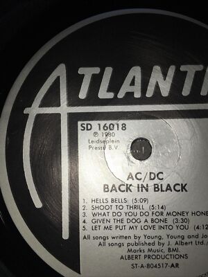 AC/DC – Back In Black アナログレコード LP AC/DC Back In Black Vinyl LP 1980 Atlantic SD 16018