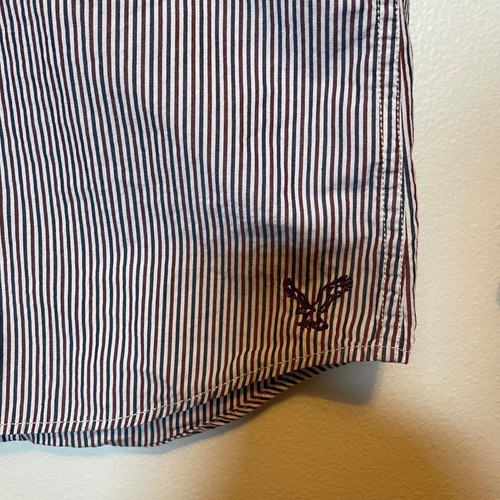 American Eagle Mens Button Up Size M Blue Stripe Pearl Snap Long Sleeve Preppy - Picture 5 of 14