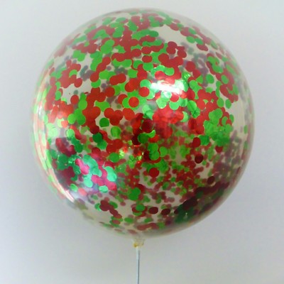 Christmas Confetti Balloon Giant metallic red green 90cm 36inch clear NEW