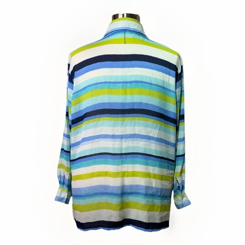 Josephine Chaus Button-Up Blouse Women’s Size 18 Multicolor Stripes Office Chic - Picture 3 of 10