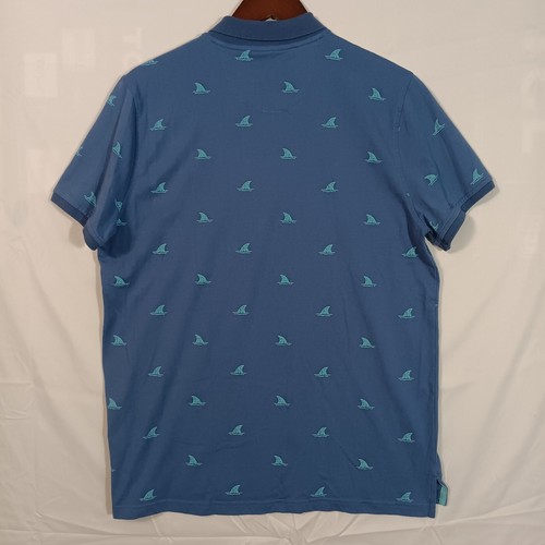 Margaritaville Mens L Blue Shark Fin Polo Shirt Jimmy Buffett Casual Golf Tropic - Picture 7 of 9