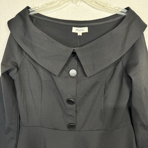 Metisu Damen U-Boot-Ausschnitt Langarm Stretch Seitenreißverschluss voller Rock schwarz Kleid Gr. XL - Bild 2 von 10