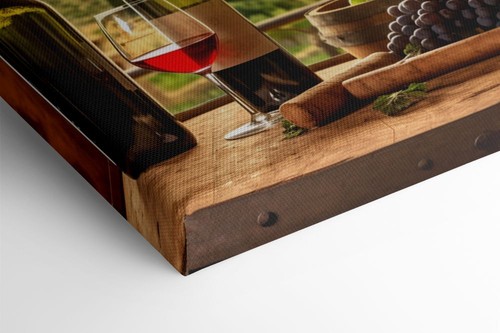 Vintage Bottle Of Red Wine Glass Grapes Kitchen Decor Canvas Print Wall Art - Picture 4 of 9