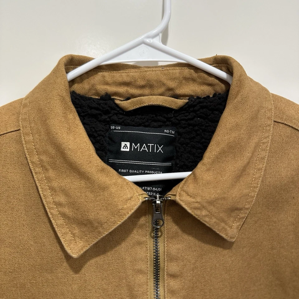 Matix Jacket Camel Brown Men's Large Full Zip Pockets Collared Canvas  - Image 3 of 4