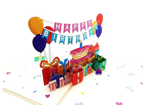 3D Pop Up Greeting Card Cake Happy Birthday Family Friends School Father Mother - Picture 3 of 6