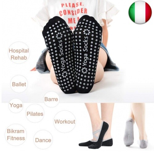 Hually Antiscivolo Calze Donna - 2 Paia Calzini Pilates Antiscivolo per - Foto 5 di 7