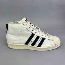 Adidas Pro Model Off White Black Leather Mid Top Sneakers Trainers Shoes 38 UK5
