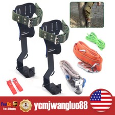 Adjust Tree/Pole Climbing Spike Set 2 Gear Safety Belt Rope Lanyard w/ Carabiner