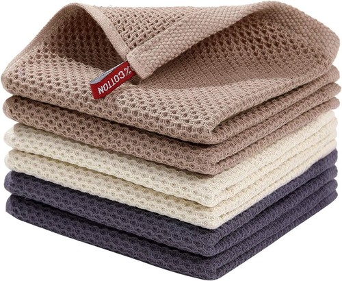 100% Cotton Waffle Weave Kitchen Dish Cloths, Ultra Soft Absorbent Quick Drying - Picture 12 of 12