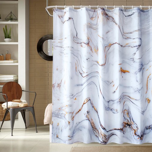 Modern Shower Curtain Waterproof Mould Proof Printed Bathroom Curtain with Hooks - Picture 128 of 132