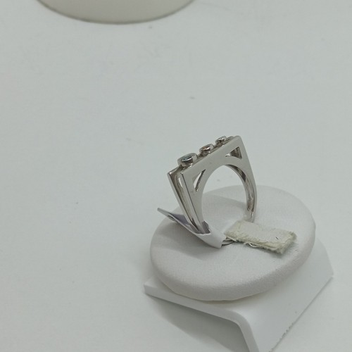 ANELLO DONNA N.16 CON TOPAZIO E ZIRCONE IN ORO BIANCO 18KT 7,1 GRAMMI (1628) - Foto 4 di 14