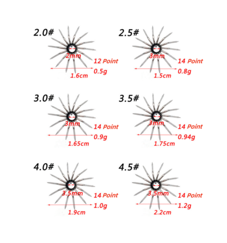 100pcs 12-14 Point Squid Hooks Spider Hook 16-22mm Squid Jig Fishing Tackle - Bild 18 von 25
