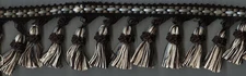 3&1/2" BLACK MOCHA CREAM CROWN TASSEL FRINGE FABRIC TRIM 9 YARDS 