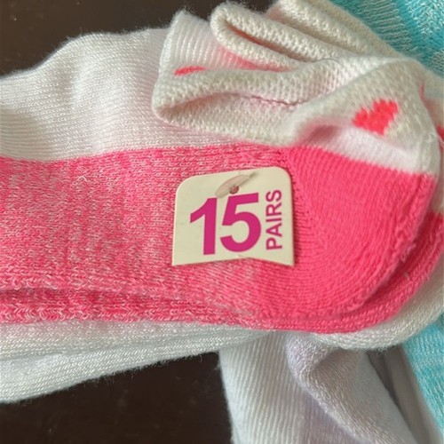 Lot of 15 Pairs Girls Sports Socks Assorted Colors/Styles Athletic Size Small - Picture 2 of 2