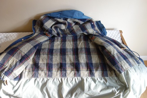 Vtg WOOLRICH Plaid Wool Lining Hooded Winter Blue Jacket – Men’s Med? - Picture 5 of 8