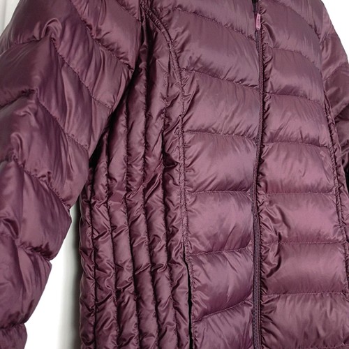 Heatkeep Burgundy Purple Down Puffer Jacket Winter Coat Removable Hood S - Picture 3 of 7