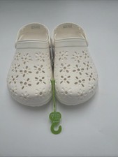NWT Crocs Classic Floral Cut Out Clog Chault Off White Unisex Womens 11 Mens 9