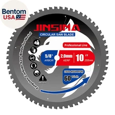 10" Miter Table Saw Blade, TCT Metal Cutting Saw Blades with 60T & 5/8" Arbor, P