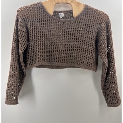 Blue Rain x Francescas Brown Sequin Mesh Cropped Sweater Size M
