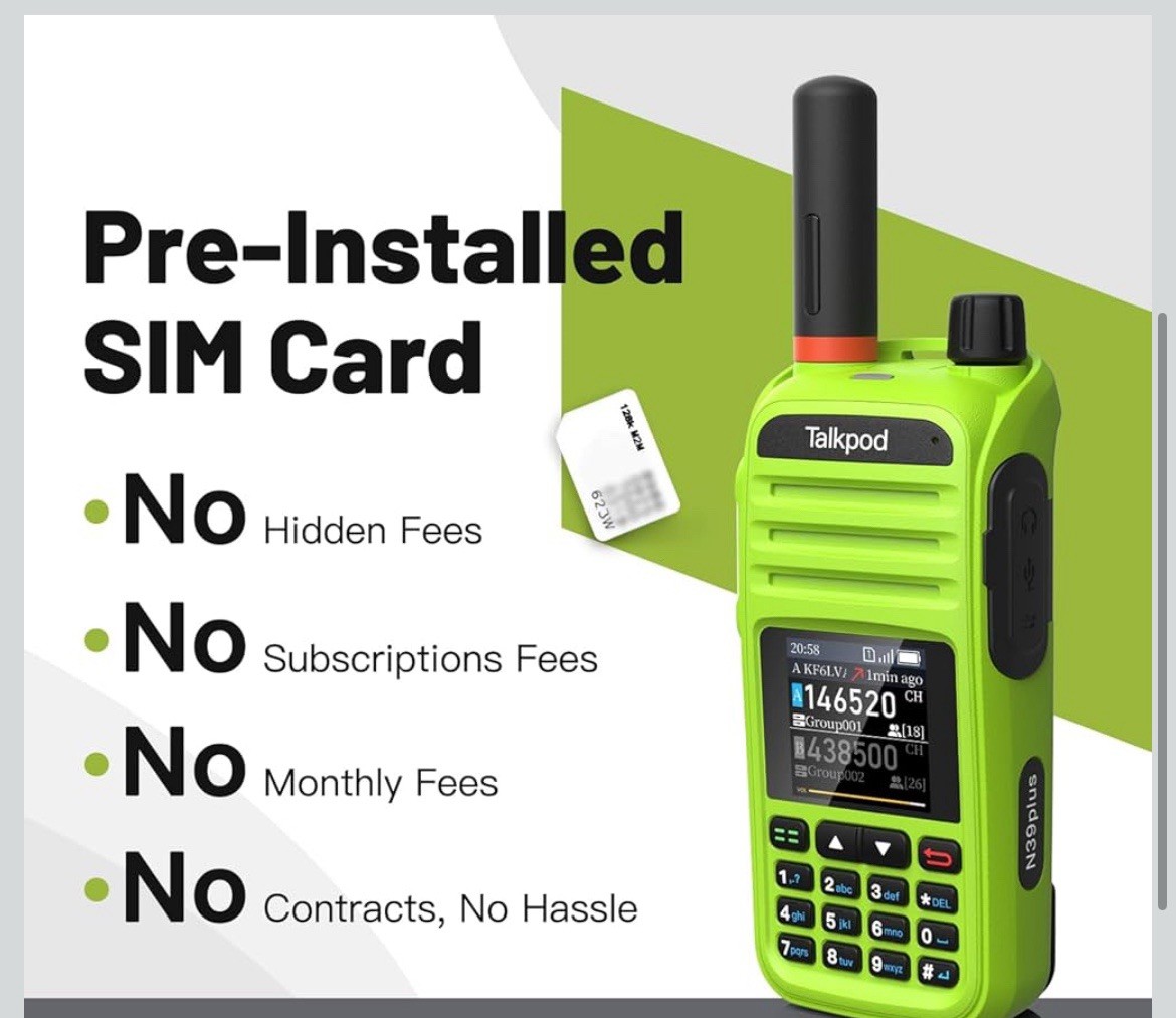 N39plus Rapid Walkie Talkie Unlimited Range, PoC Radios Nationwide PTT Two Wa...