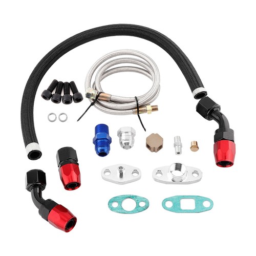 Ι Turbo Oil Feed Return Line AN10 Fitting Adapter Flange Kit For T3 T4 GT35 T70 - Picture 8 of 9