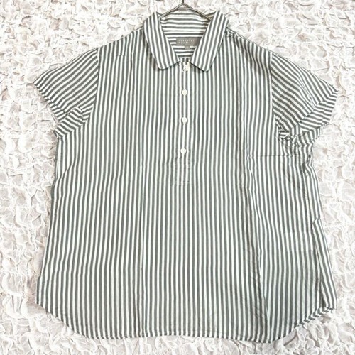 Margaret Howell Striped Short Sleeve Shirt Cotton Silk Blend Size M