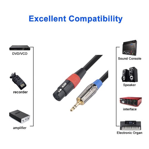 Jack 3.5mm to 3Pin XLR Cable TRS Male to XLR Female Audio Adapter Mic Cable 30cm - Photo 9/11