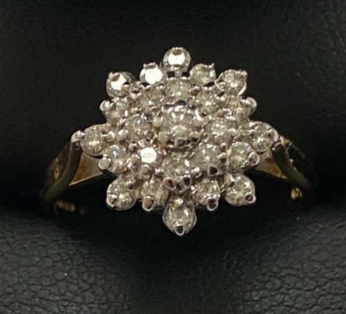 VINTAGE 18CT GOLD DIAMOND RING SIZE m - 0.5 of a CARAT NATURAL DIAMONDS - Picture 3 of 12