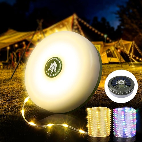 Portable Camping String Lights Retractable Solar Rechargeable Lamps Waterproof - Picture 3 of 16