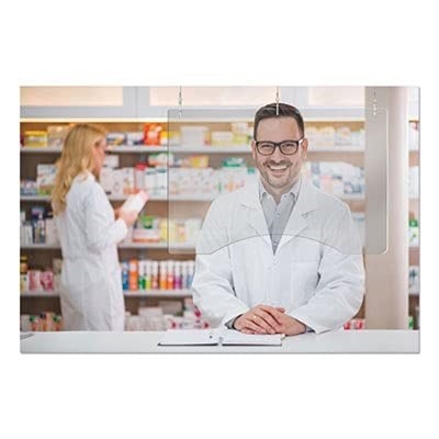 Deflecto Hanging Barrier 35.75" x 24" Acrylic Clear 2/Carton PBCHA3624 - Picture 4 of 7