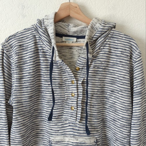 Sundance Womens Pullover Hoodie Sweatshirt White Blue Oversize Lounge XS - Picture 5 of 6