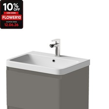 Bathroom 600mm Wash Basin Sink White Gloss Modern Curved Resin 1 Tap Hole