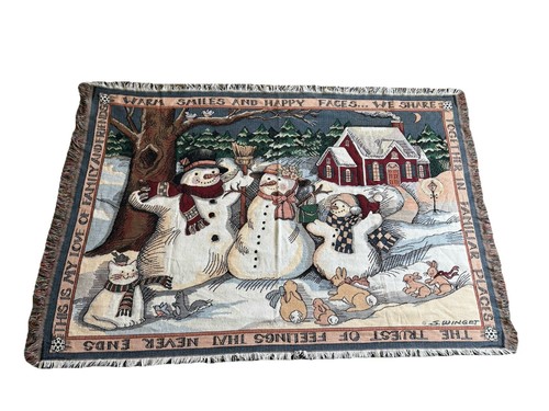 Goodwin Weavers Tapestry Throw 45”X68” Warm Smiles By S. Winget Winter Family - Picture 1 of 19