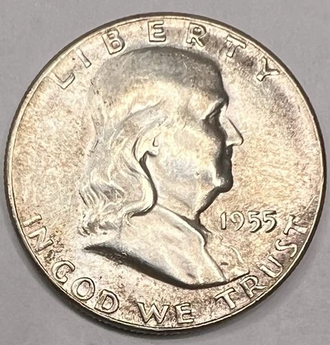 1955 Franklin Half Dollar - Philadelphia Mint Uncirculated Silver Coin
