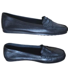 Coach and Four Black Italian Leather Penny Loafers Size 9.5 M Comfort Shoes