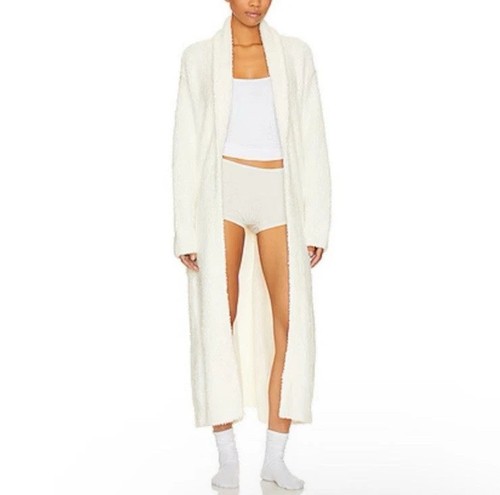 Barefoot Dreams CozyChic Long Robe Off White Pearl Size 2 (Medium) Warm Lounge - Picture 11 of 11