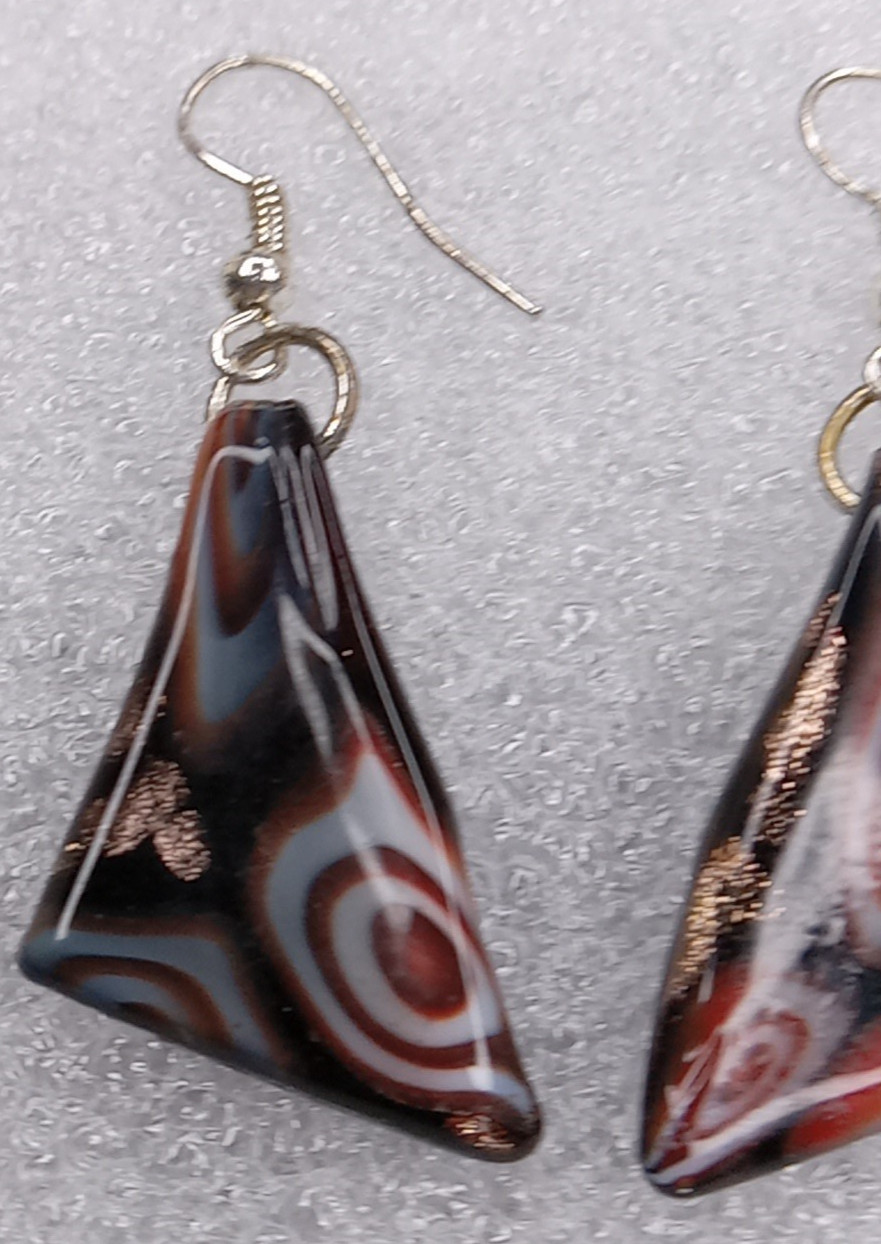 Abstract Glass Dangle Multicolor Drop Pierced Ear… - image 11
