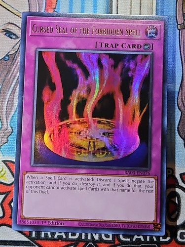 Cursed Seal of the Forbidden Spell (UR) RA03-EN076 Bonanza 1st Edition NM  - Picture 1 of 2