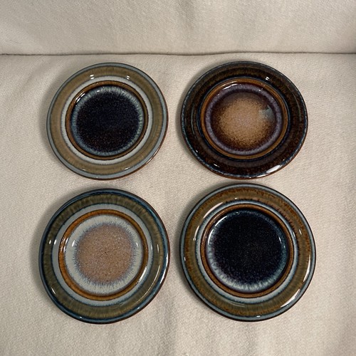 Set 4 Art Studio Glazed Pottery Coasters