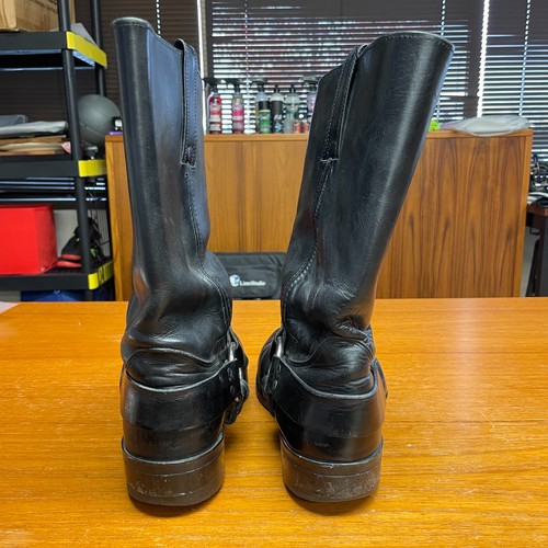 Botas con arnés FRYE de colección para hombre 10,5 M cuero negro hebilla de motocicleta genuinas - Imagen 7 de 12