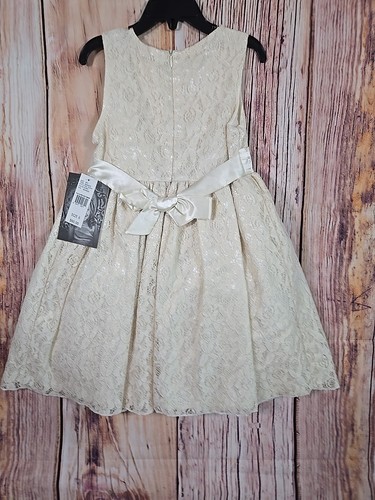 Mia Juliana Girls Ivory Sleeveless Lace Dress ~ Special Occasion ~ Size 6 - Picture 7 of 8