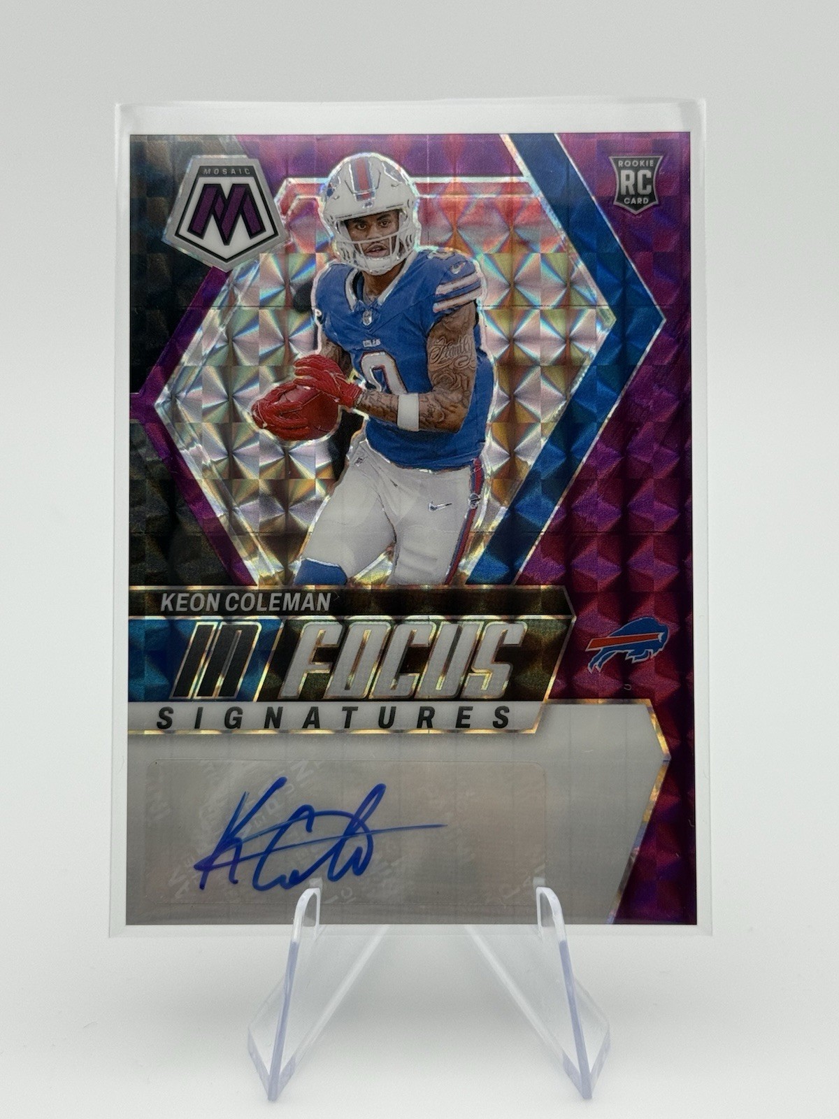 🔥KEON COLEMAN 2024 Panini Mosaic Purple Mosaic Prizm /49 In Focus Auto #IF-KCN