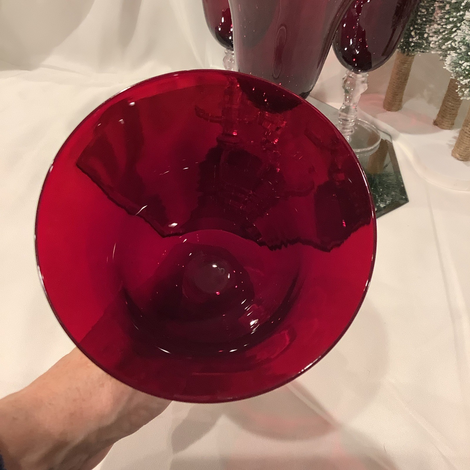 Home Essentials Ruby Red Hand Blown Glass Water Goblet 7.25" Height, Set of 5