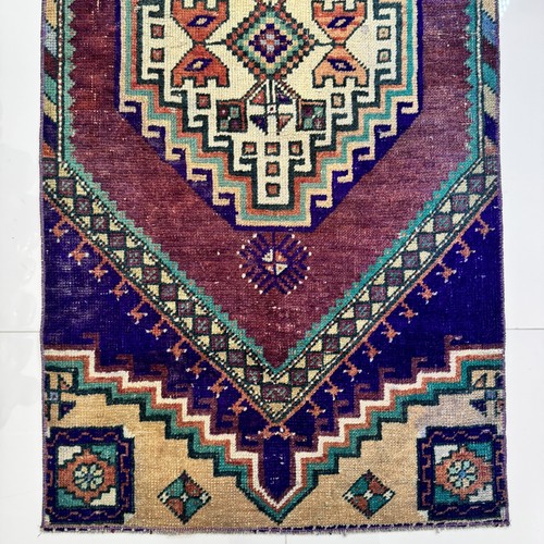 2x5 Vintage Oriental Runner Rug, Hand Knotted Turkish Oushak Carpet - Picture 10 of 10