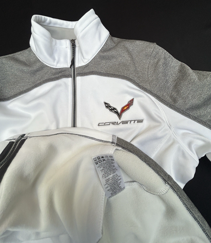 Women's White/Heather Gray C6 Corvette Size Large Knit Full Zip Elevate Jacket - Picture 14 of 15