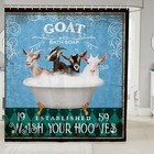 Funny Goat Shower Curtain 72"x84" Blue Green Geometric