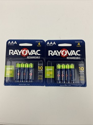 2 NEW Rayovac AAA Rechargeable Batteries 4 pack Each 600 mAh 8 Total