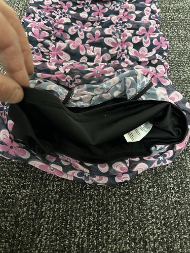 Abito Body Madden NYC Trasparente Blu Rosa Floreale Increspato Nodo Anteriore Taglia Media - Foto 6 di 10