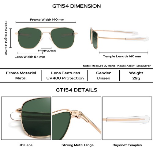 Vintage Military Style Pilot Aviator Sunglasses For Men Women Metal Sun Glass... - Picture 5 of 6