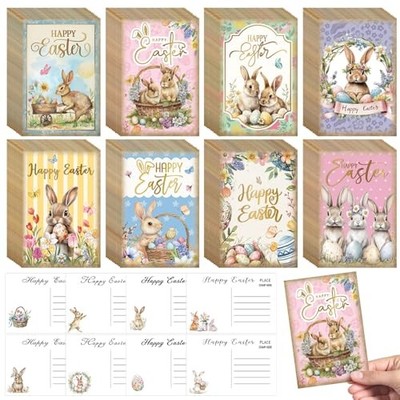 80 Pcs Vintage Easter Cards Bulk Bunny Rabbit Easter Postcards 4 x Vivid Easter